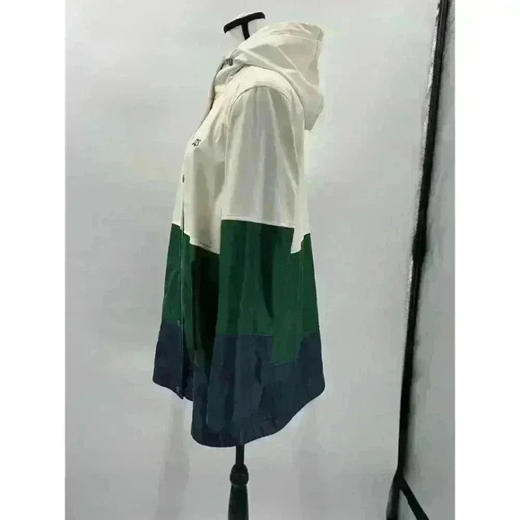 Lucky Brand Varsity Colorblock Rain Coat White, Green & Blue, Women's Size Large - Picture 6 of 9